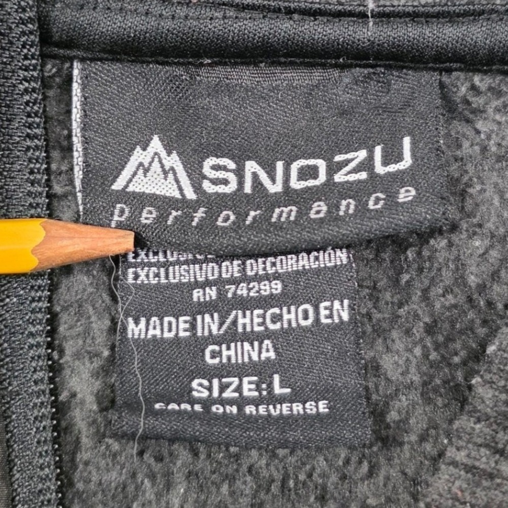 Snozu Performance Mens Full Zip Hoodie Gray Heathered Fleece Jacket Large L - Picture 3 of 10